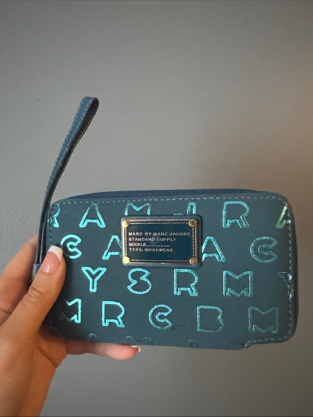 Marc by Marc Jacobs Teal Embroidered Logo Wristlet